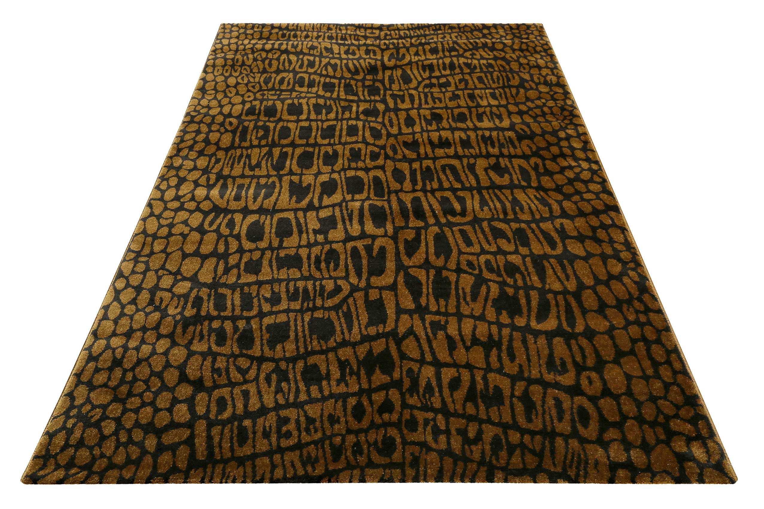 weconhome-croco-teppich-animal-print-messing-braun-eckig image 2