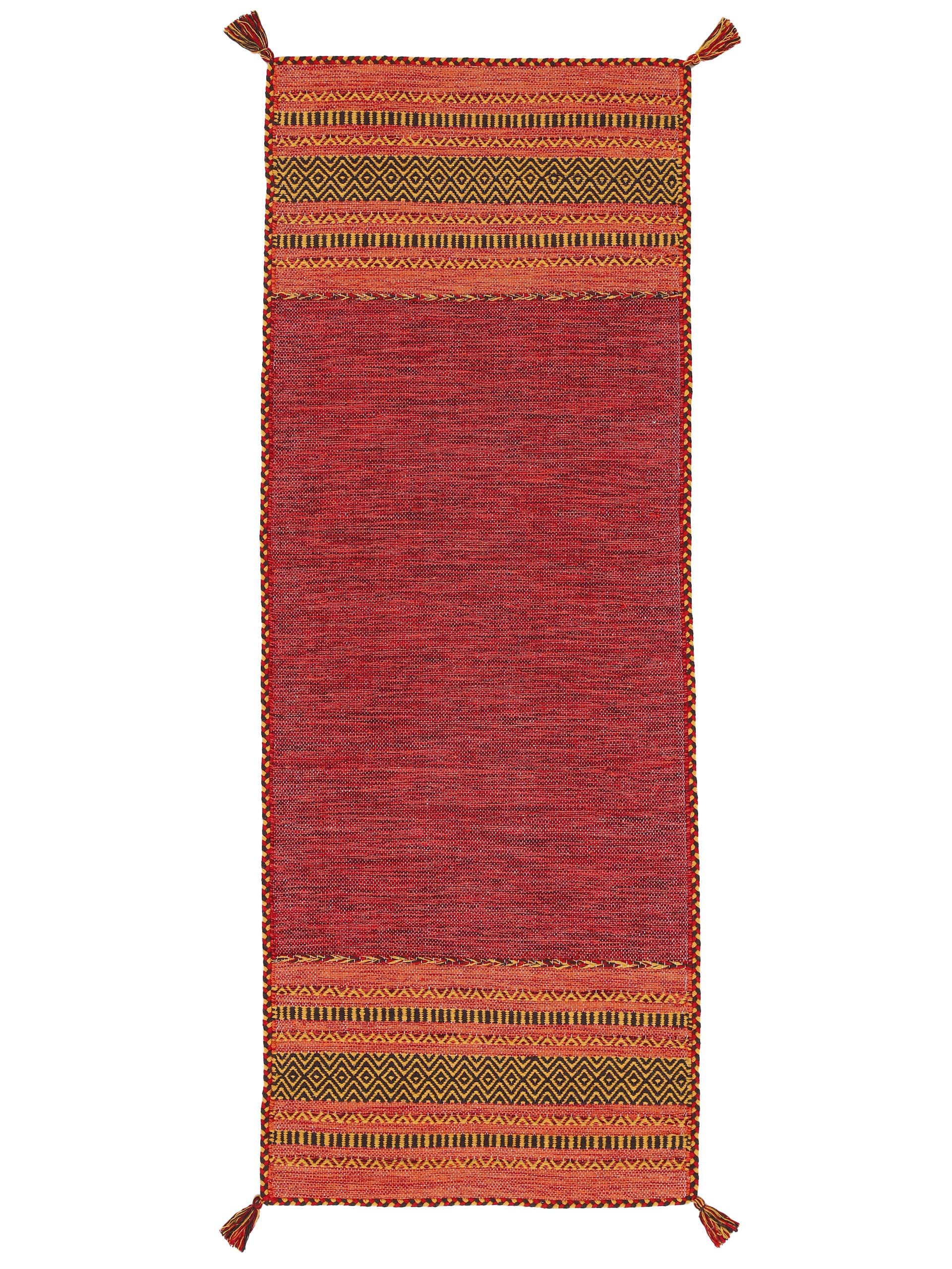 carpetfine-kelim-azizi-l-ufer-baumwolle-rot-80x500-cm image 1