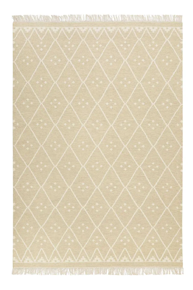 green-looop-kelim-teppich-vermont-beige-creme-meliert-kurzflor-wolle image 1