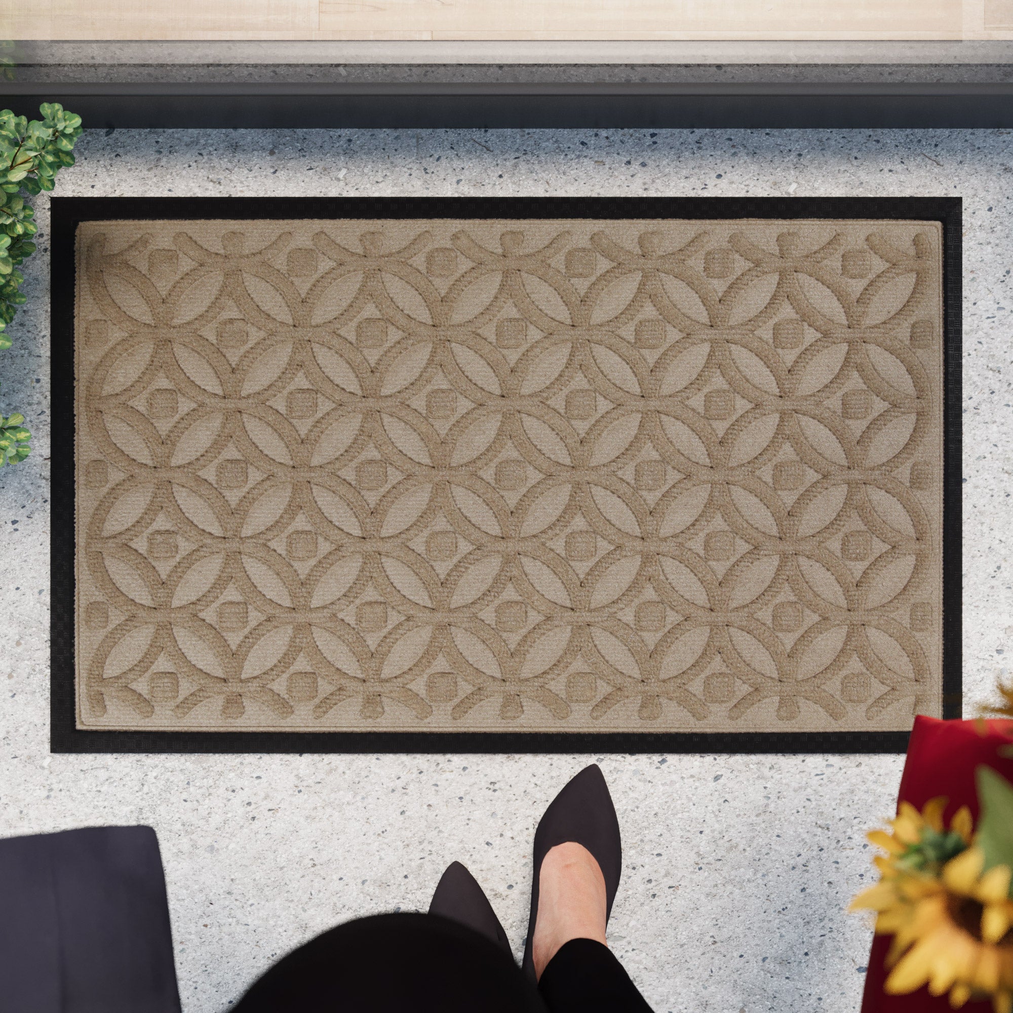 weconhome-fu-matte-midnight-mosaic-sand-beige-recycling-synthetik-waschbar image 2