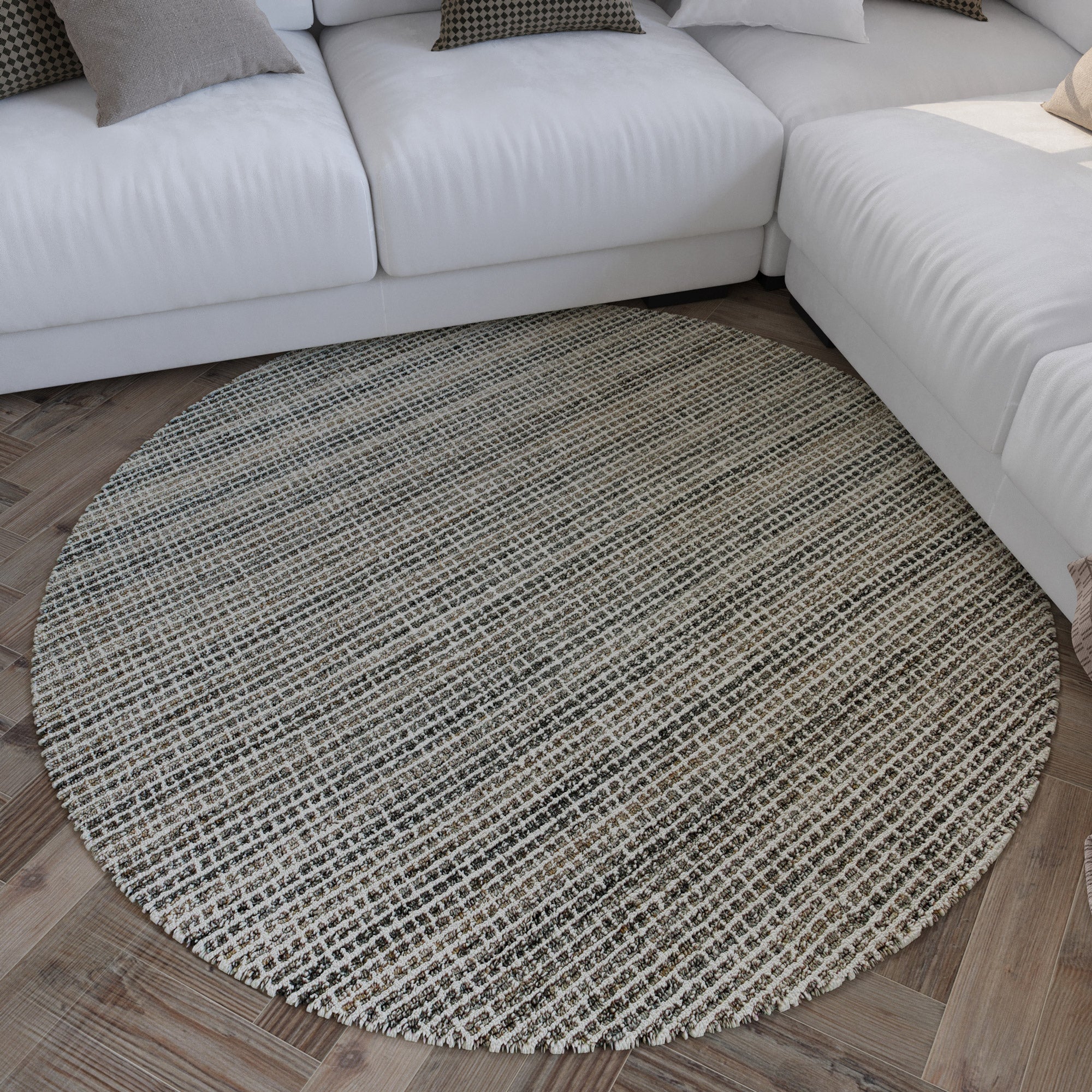weconhome-hamptons-fourteen-kurzflor-teppich-rund-grau-braun-meliert image 7