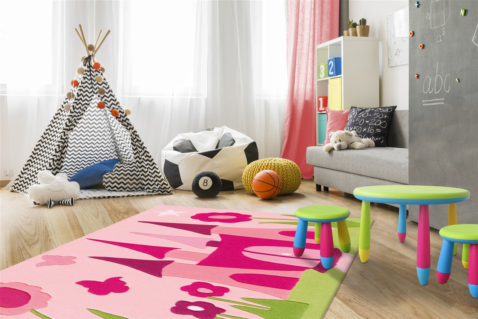 kayoom-joy-4191-bunter-motivteppich-acryl-pflegeleicht-f-r-wohnzimmer-kinderzimm image 2