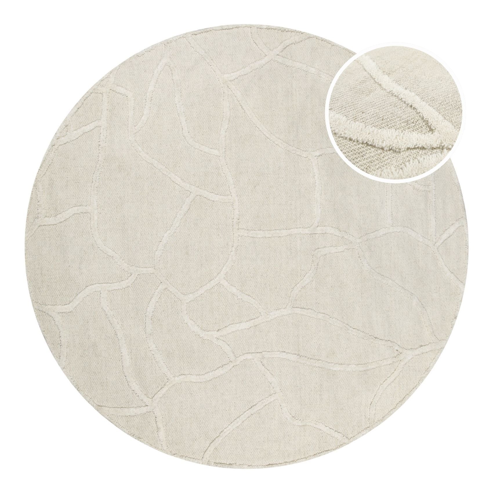 weconhome-hamptons-twentysix-kurzflor-teppich-rund-creme-wei image 1