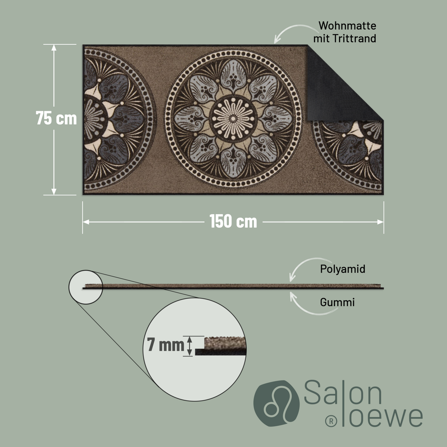 salonloewe-yara-taupe-l-ufer-75-x-150-cm-waschbare-designer-fu-matte-mit-mandala image 4