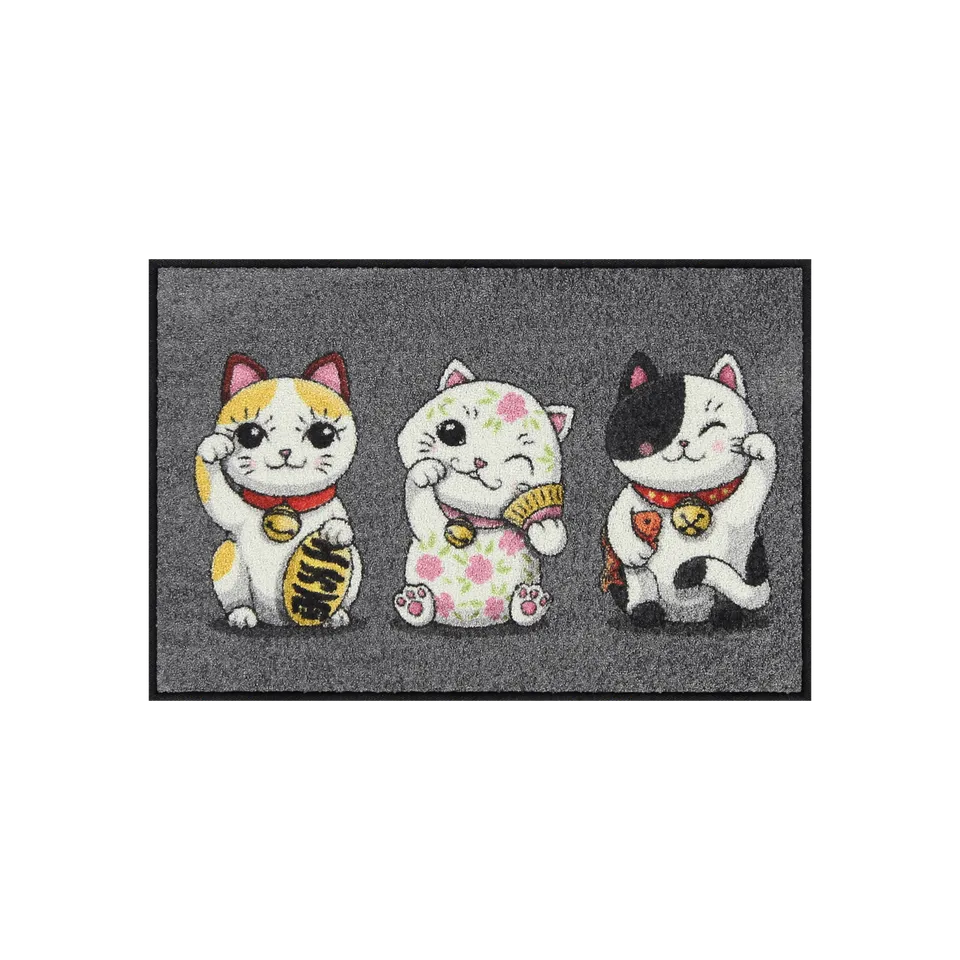 salonloewe-lucky-cats-grey-eingangsmatte-50-x-75-cm image 1