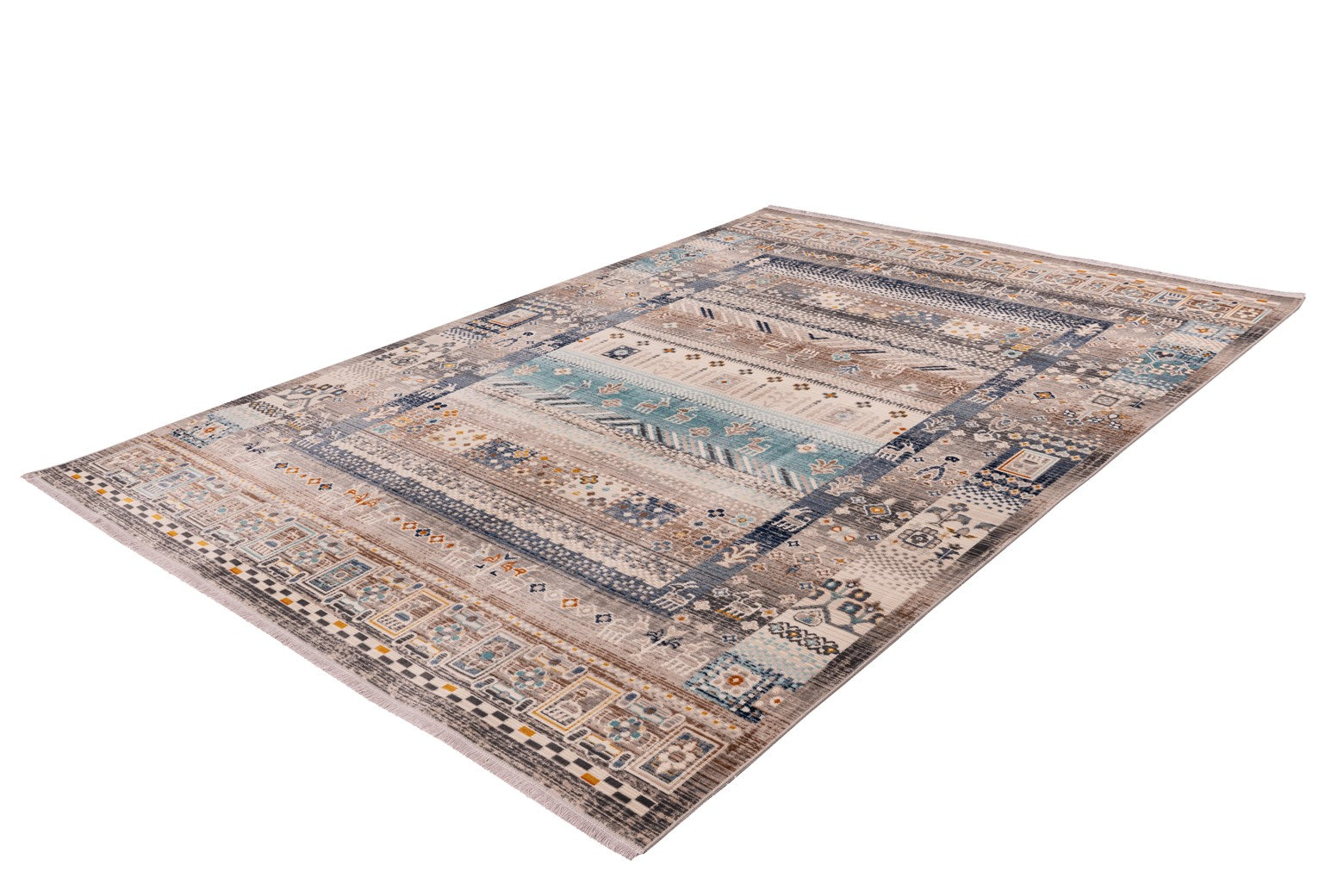 kayoom-anouk-525-vintage-teppich-kurzfloriger-wohnzimmerteppich-mit-fransen-pfle image 2