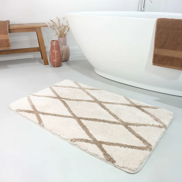 homie-living-san-bosa-badteppich-beige-sand-rauten-getuftet image 1