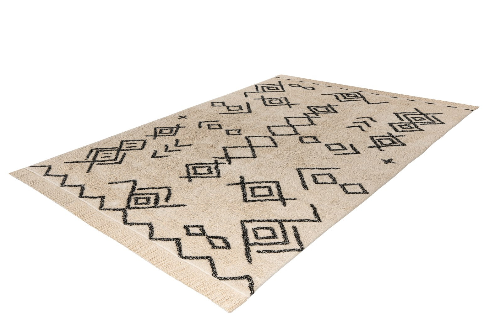 kayoom-mylen-325-creme-schwarz-flachflorteppich-aus-100-baumwolle image 2