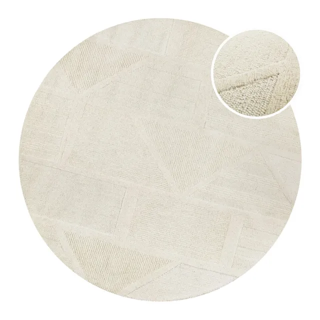 weconhome-hamptons-fifteen-kurzflor-teppich-rund-creme-wei-aus-schurwolle image 1