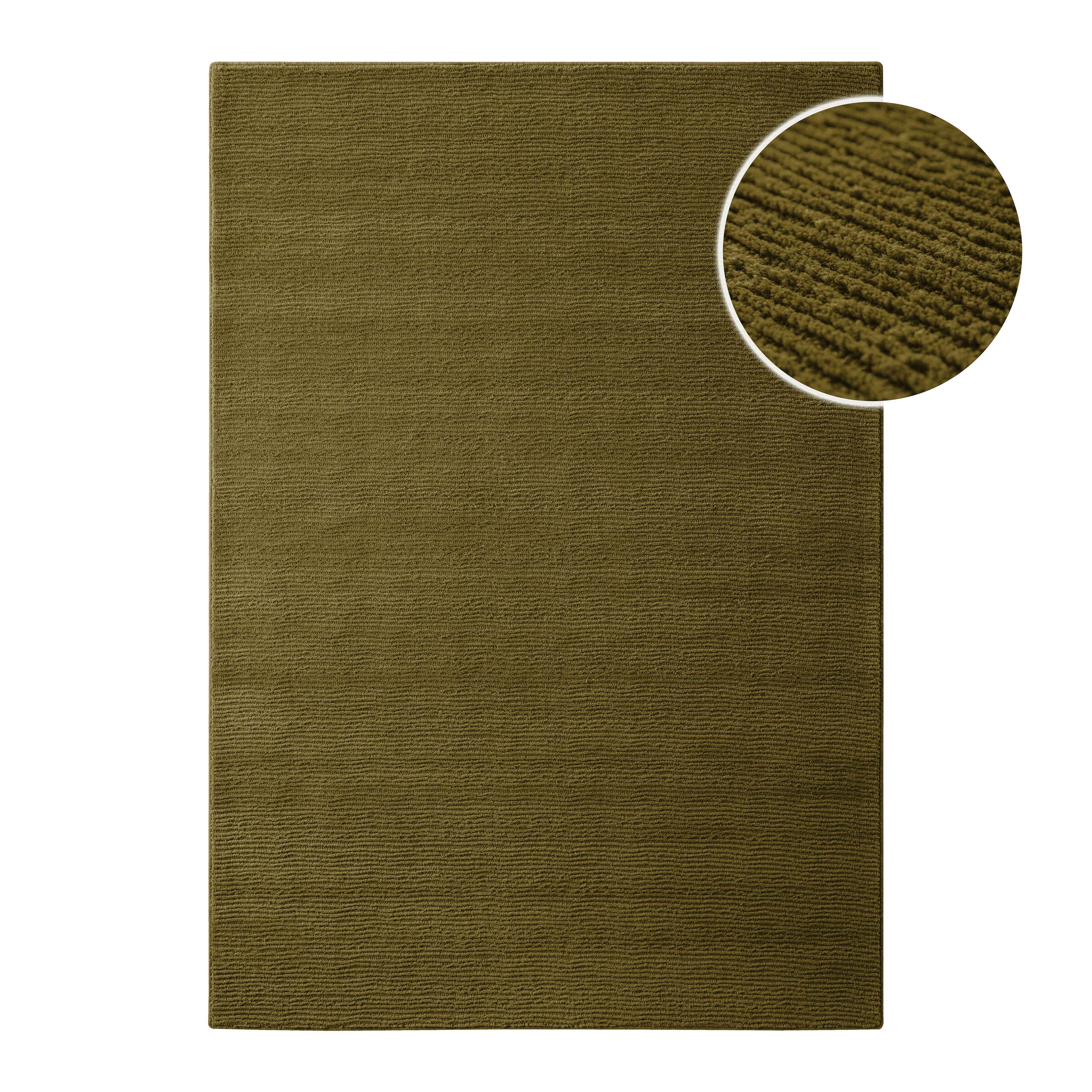 weconhome-kurzflor-teppich-castello-one-schurwolle-olivgr-n-handgewebt image 1