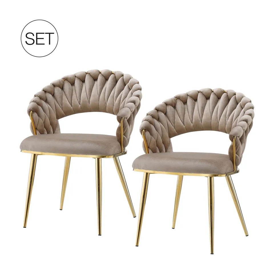 kayoom-stuhl-finesse-125-2er-set-flechtdesign-samt-polyester-eisen-gestell image 1
