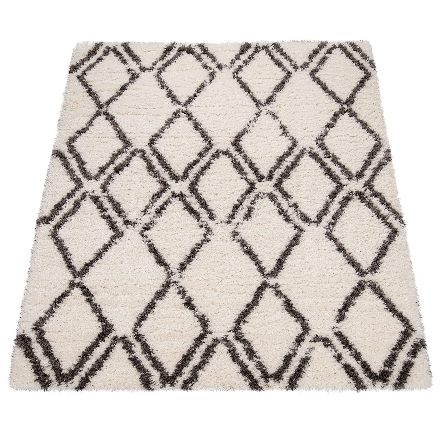 paco-home-hochflor-teppich-shaggy-rauten-grau-creme-60x90-cm-40-mm image 5