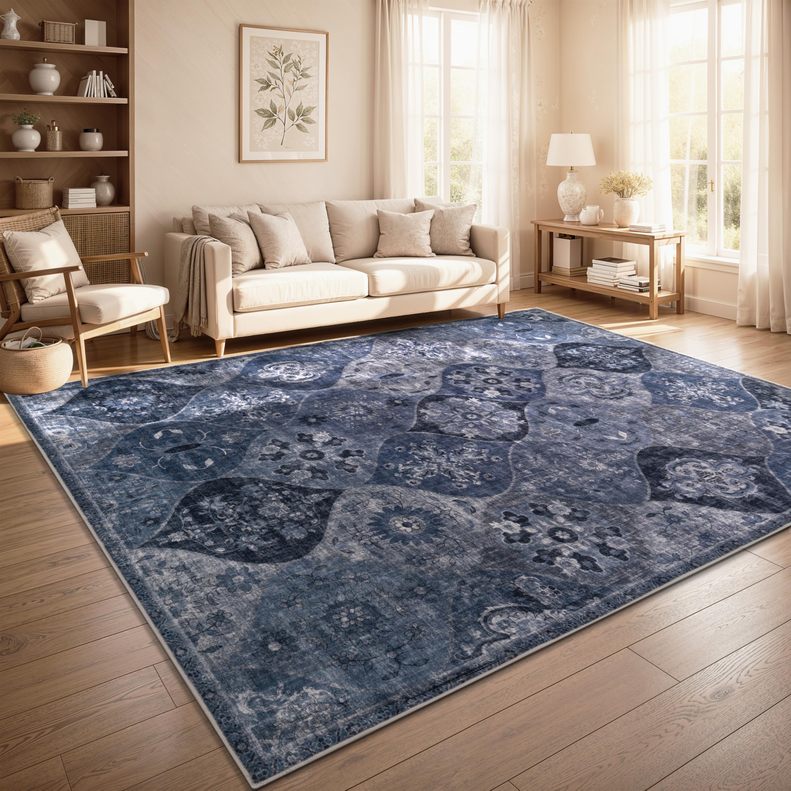 paco-home-passion-vintage-teppich-200x280-cm-blau-waschbar-rutschfest image 1