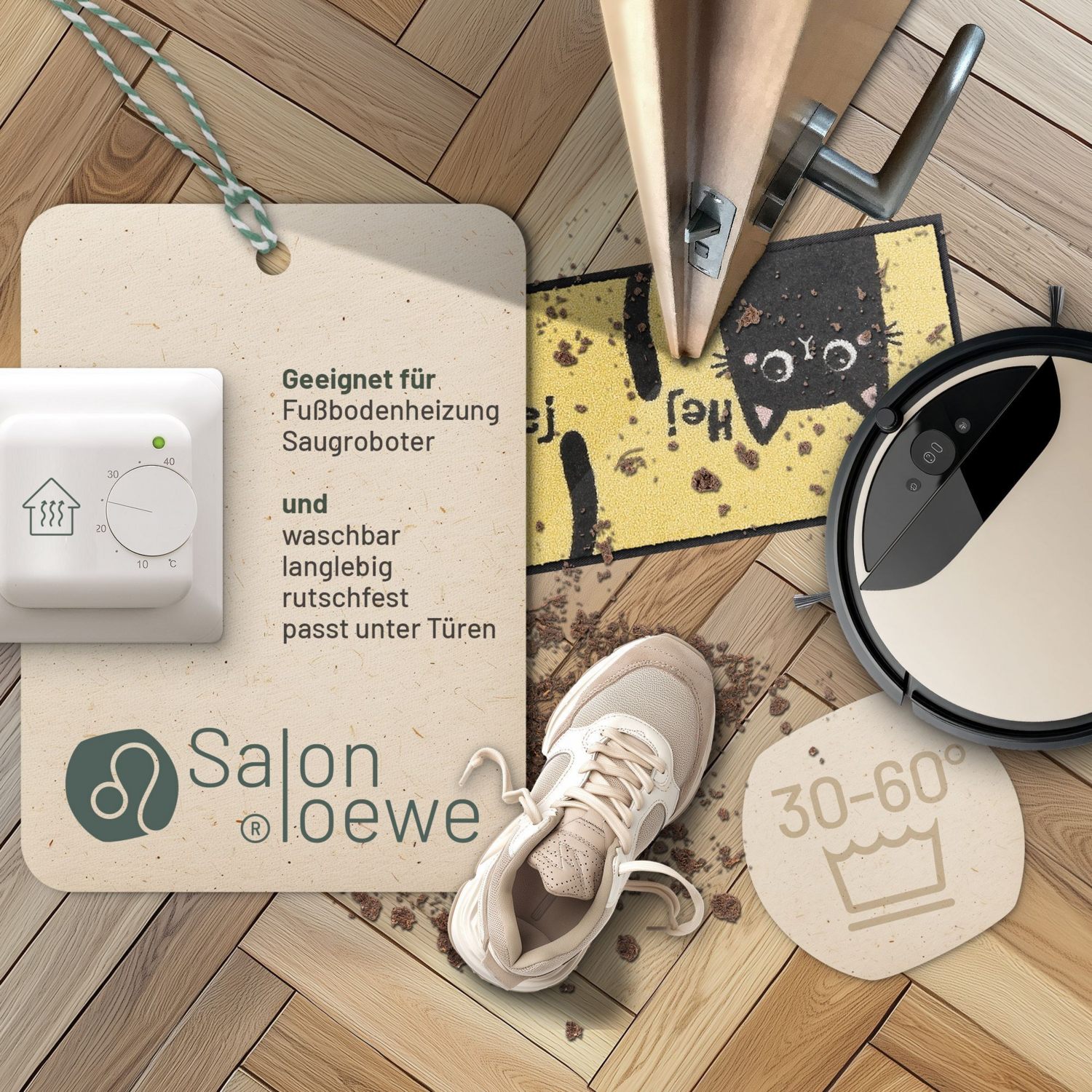 salonloewe-hej-cats-minimatte-30-x-75-cm-verspielte-katzen-fu-matte-waschbar-mad image 2