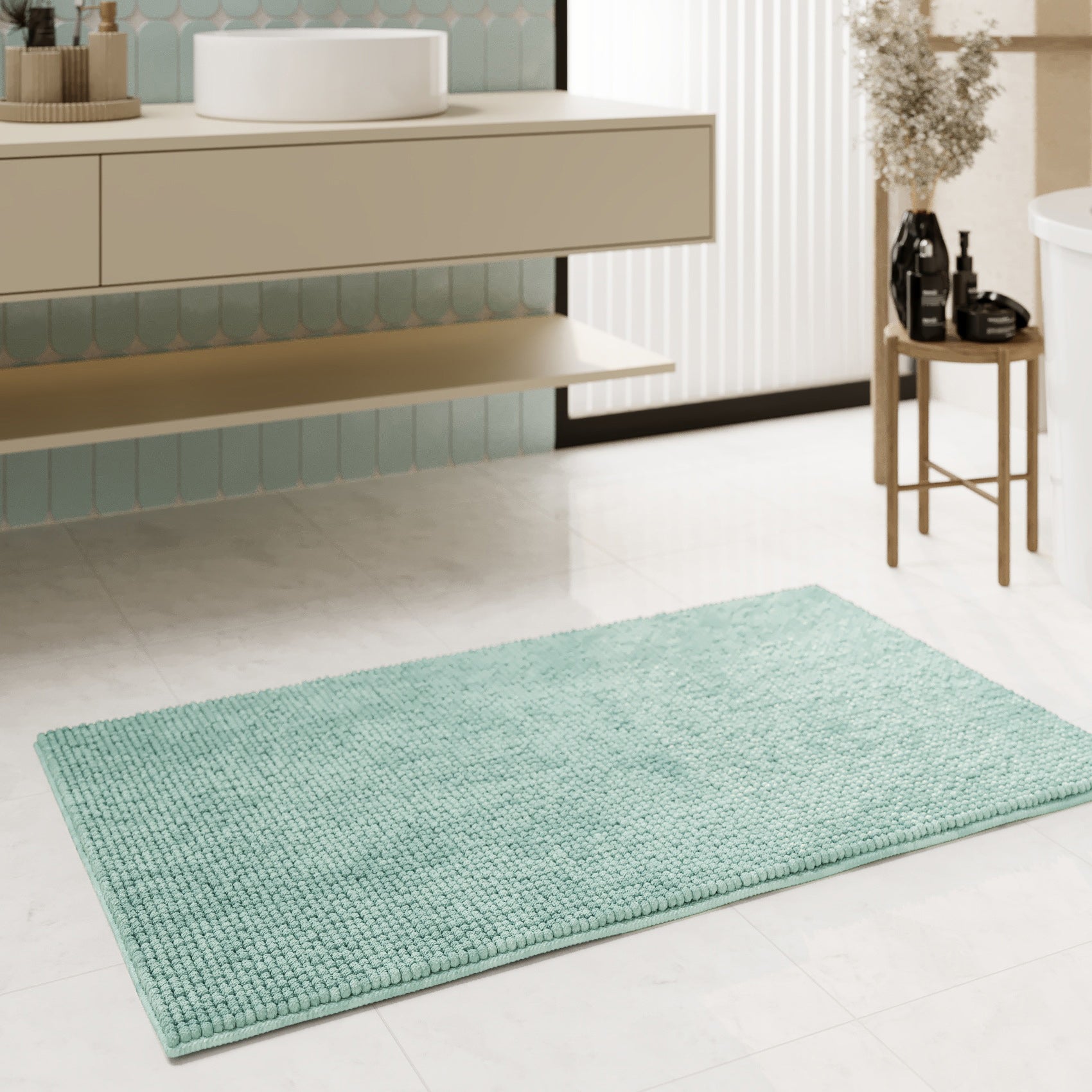 weconhome-basics-badteppich-balu-gr-n-aus-chenille image 1