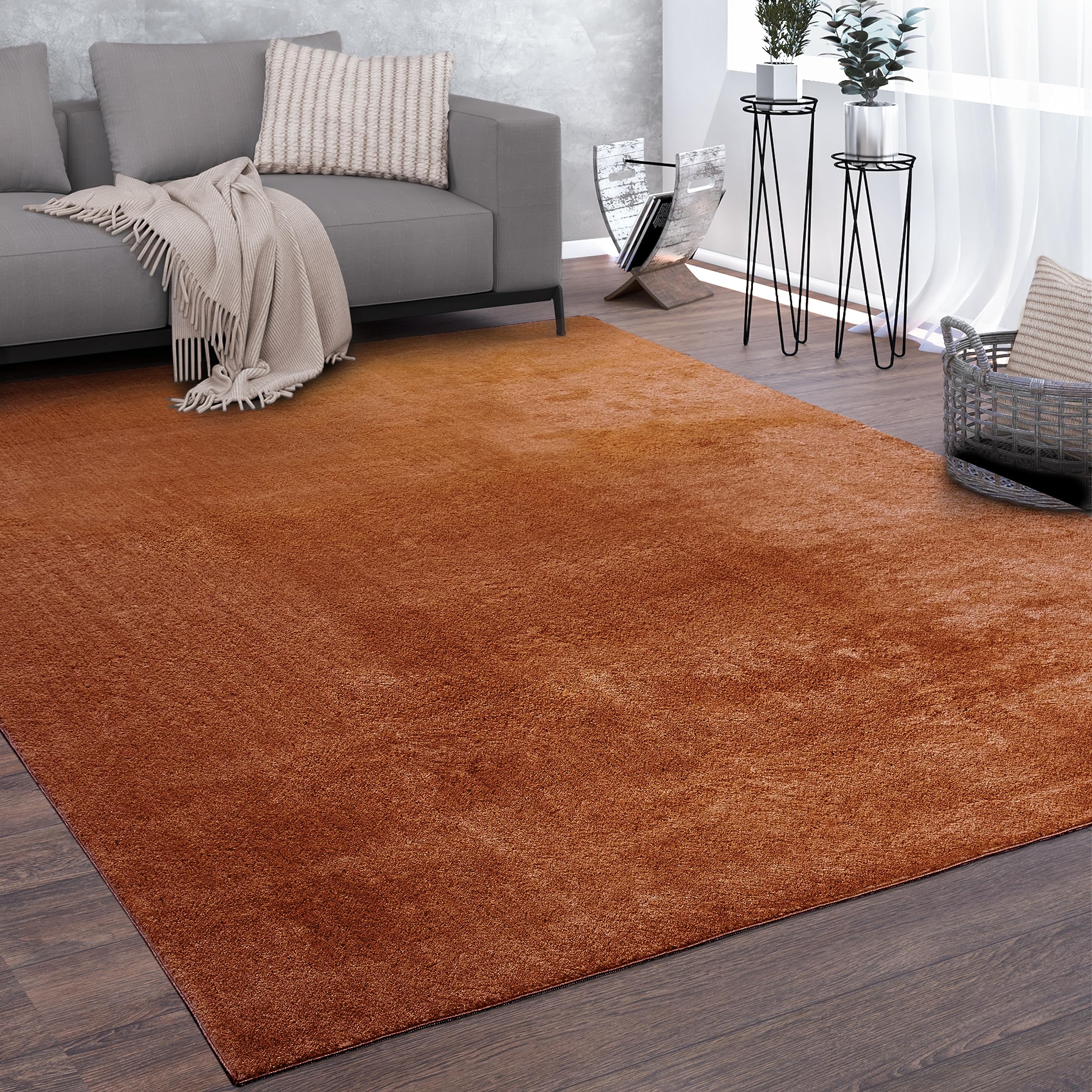 paco-home-teppich-160x220-orange-einfarbig-weich-kurzflor image 1