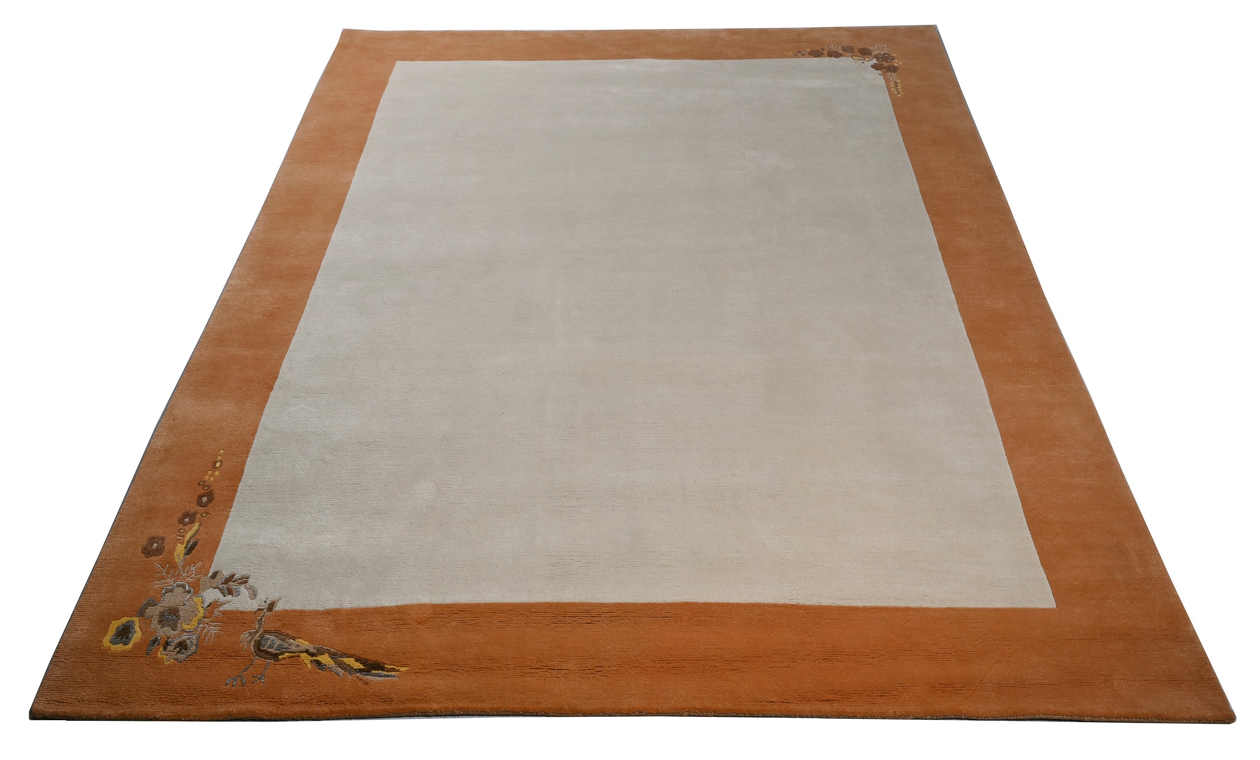 weconhome-handgekn-pfter-tibeter-teppich-creme-beige-mit-retro-bord-re-neuwertig image 5
