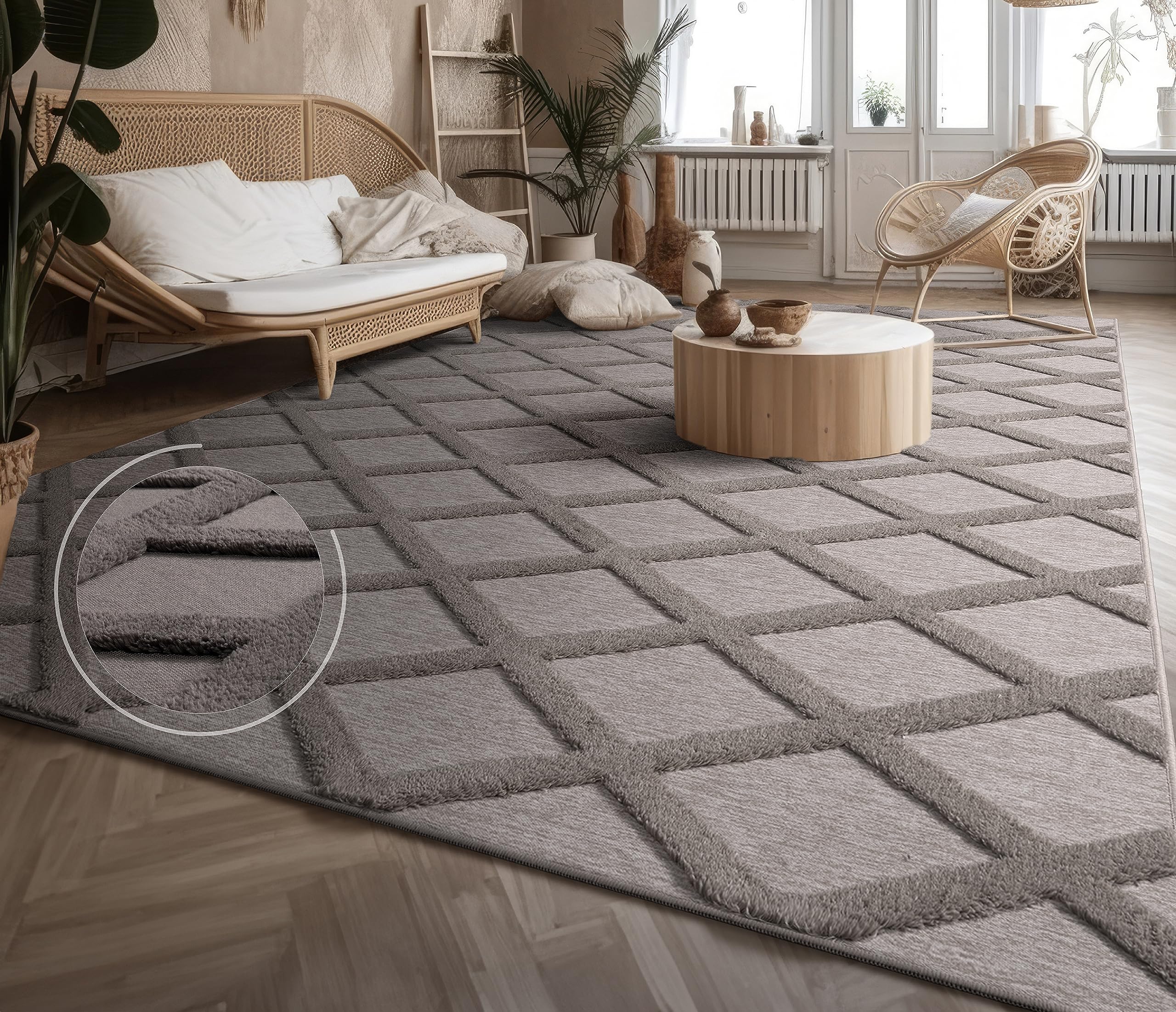 paco-home-metro-kurzflor-teppich-160x220-cm-anthrazit-rauten-3d image 2