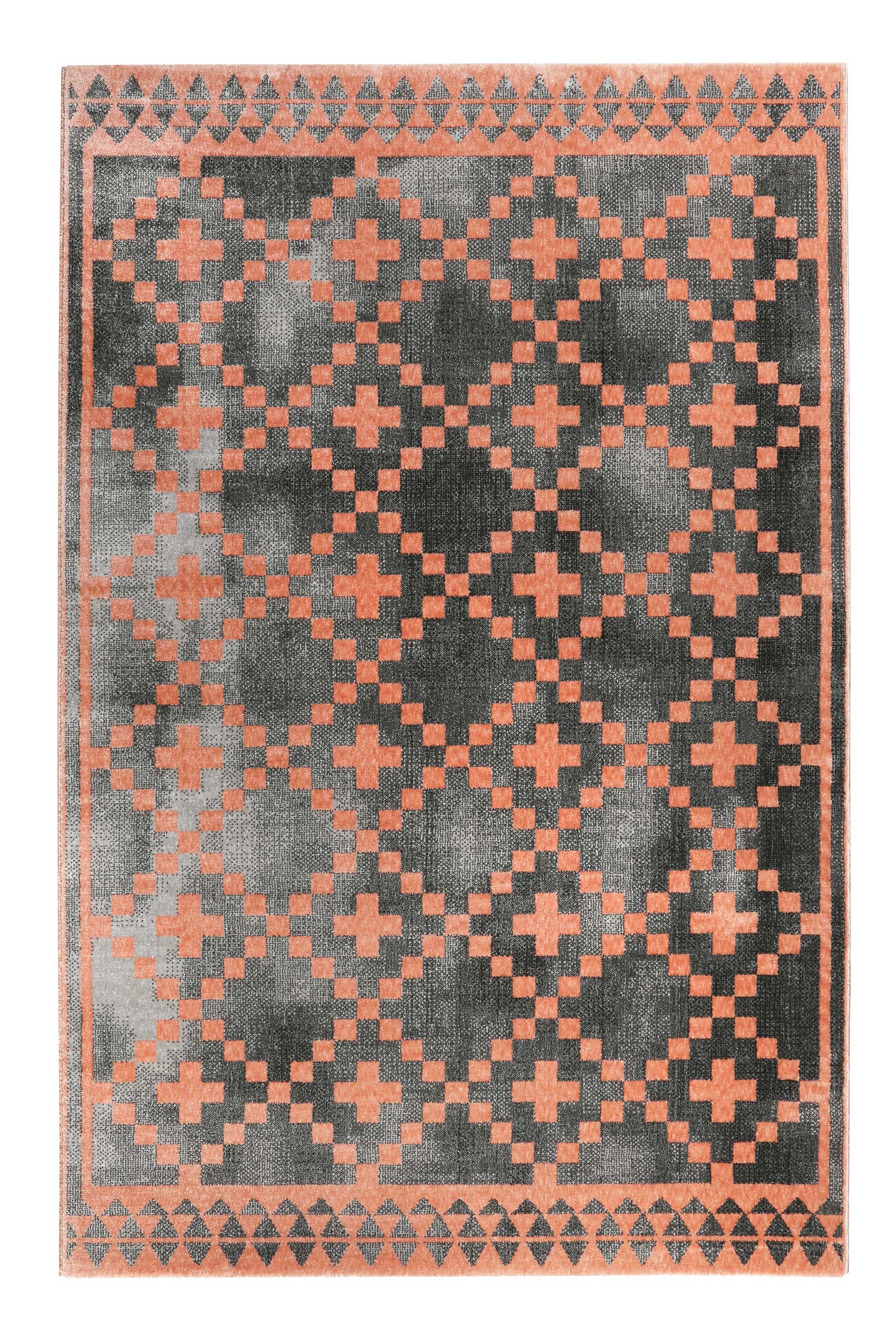weconhome-pleasure-2-0-teppich-grau-koralle-kurzflor-geometrisch image 1