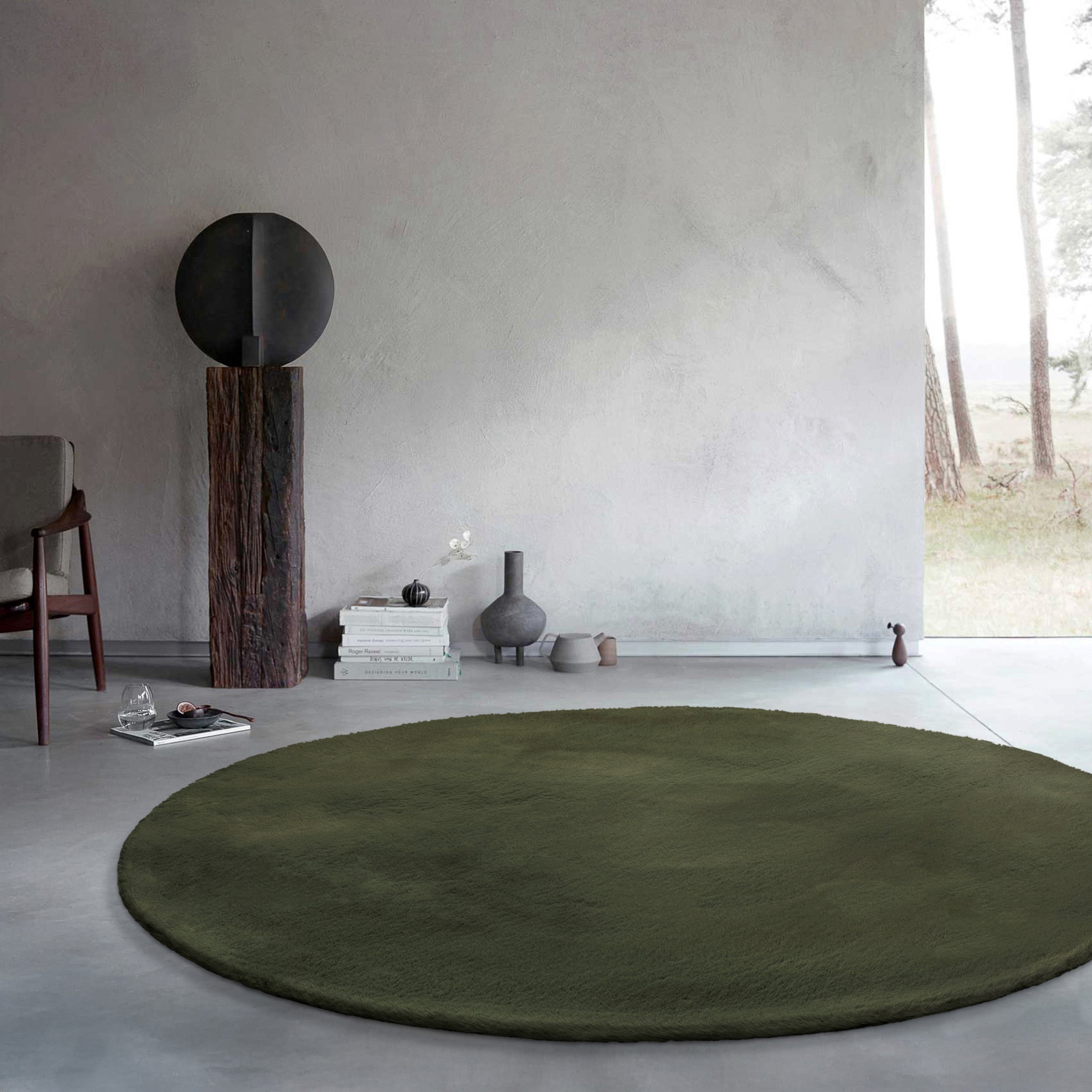 weconhome-basics-anna-kunstfell-teppich-rund-olive image 2