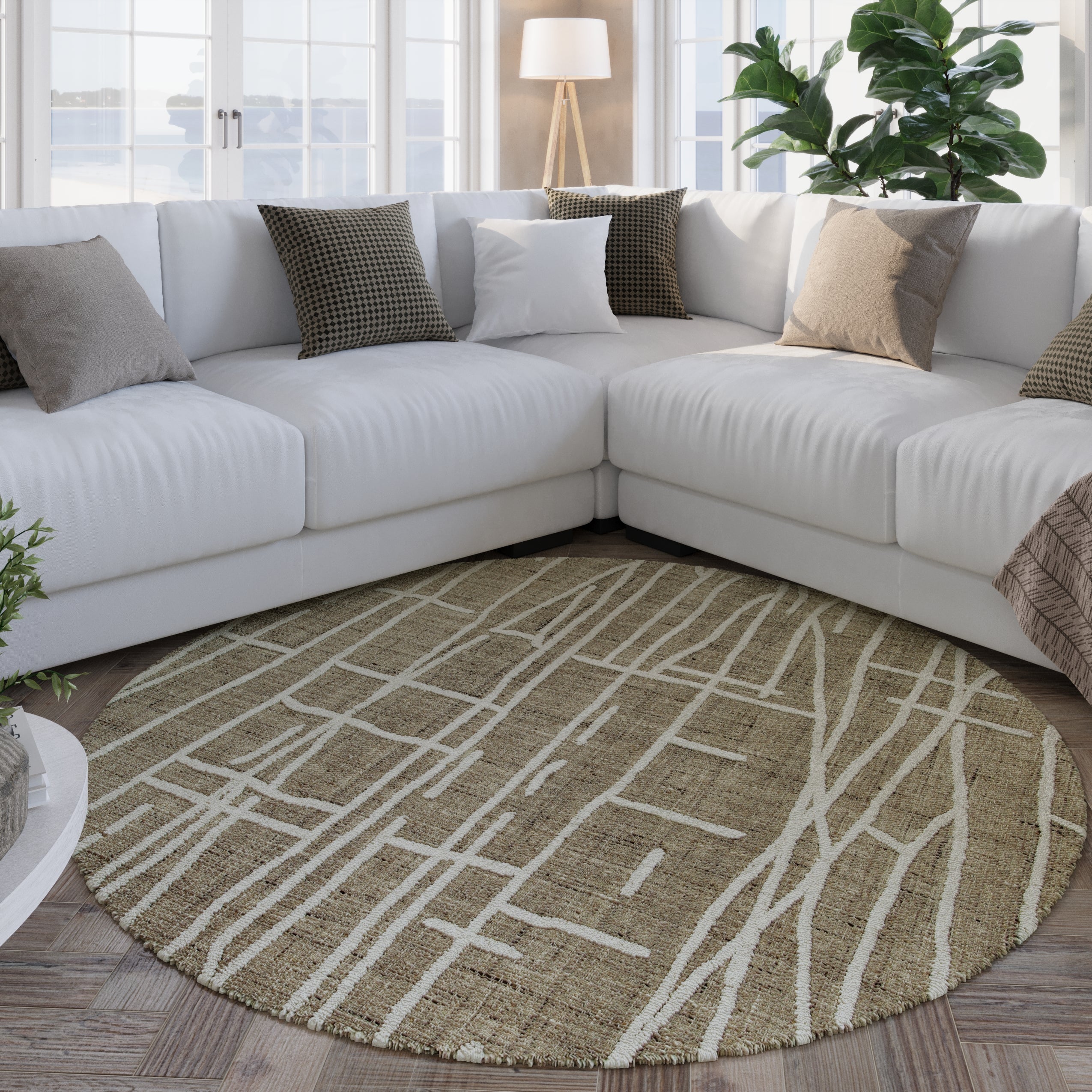 weconhome-hamptons-twentyfive-teppich-rund-taupe-meliert image 2