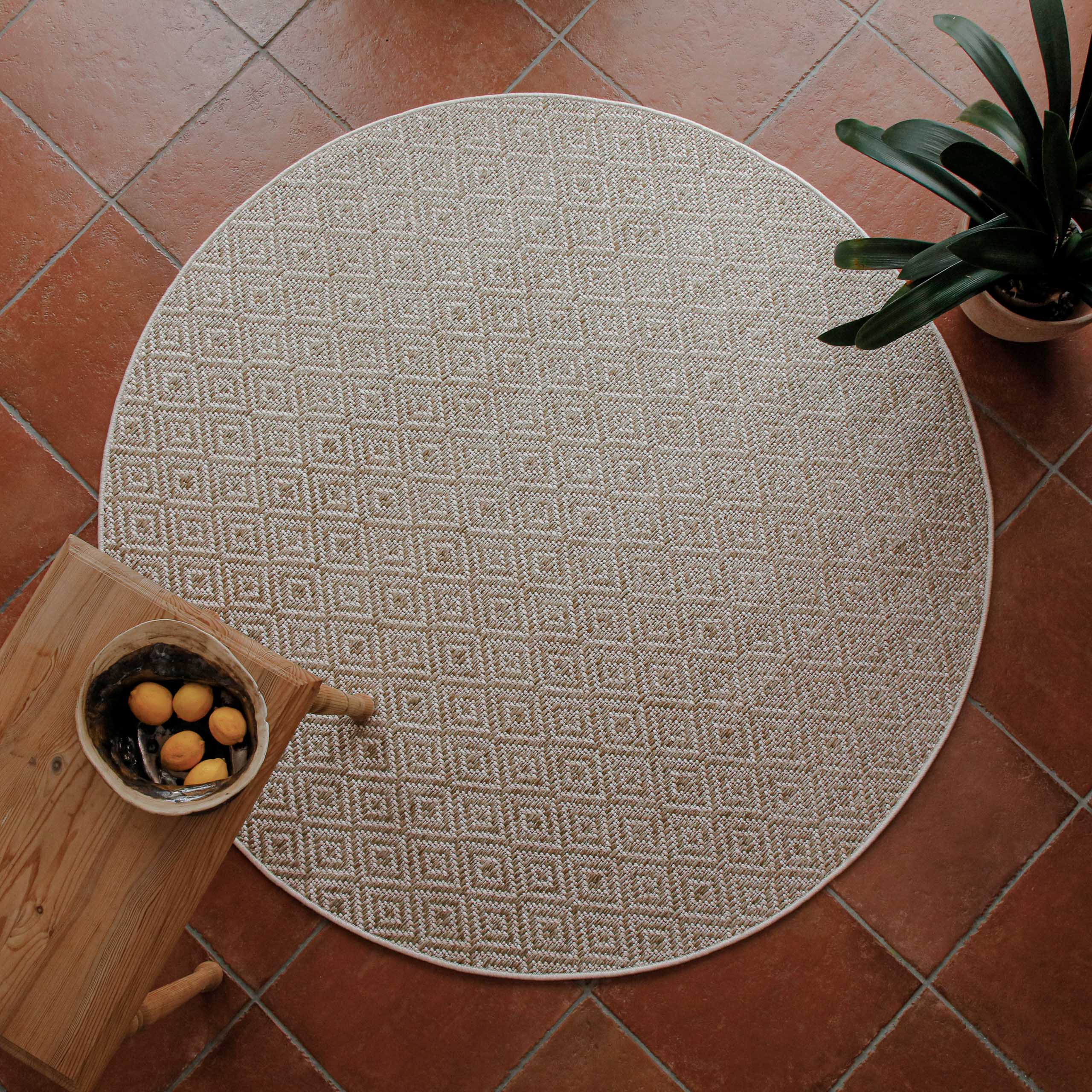 weconhome-in-outdoor-teppich-rund-creme-wei-pflegeleicht-wetterfest-miami-beach image 3