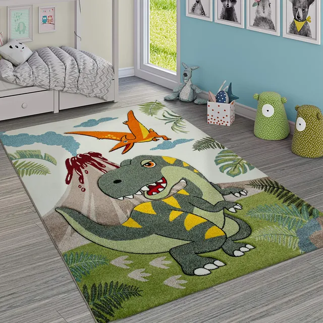 paco-home-kinderzimmer-teppich-160x230-cm-gr-n-dinosaurier-dschungel-3d image 1
