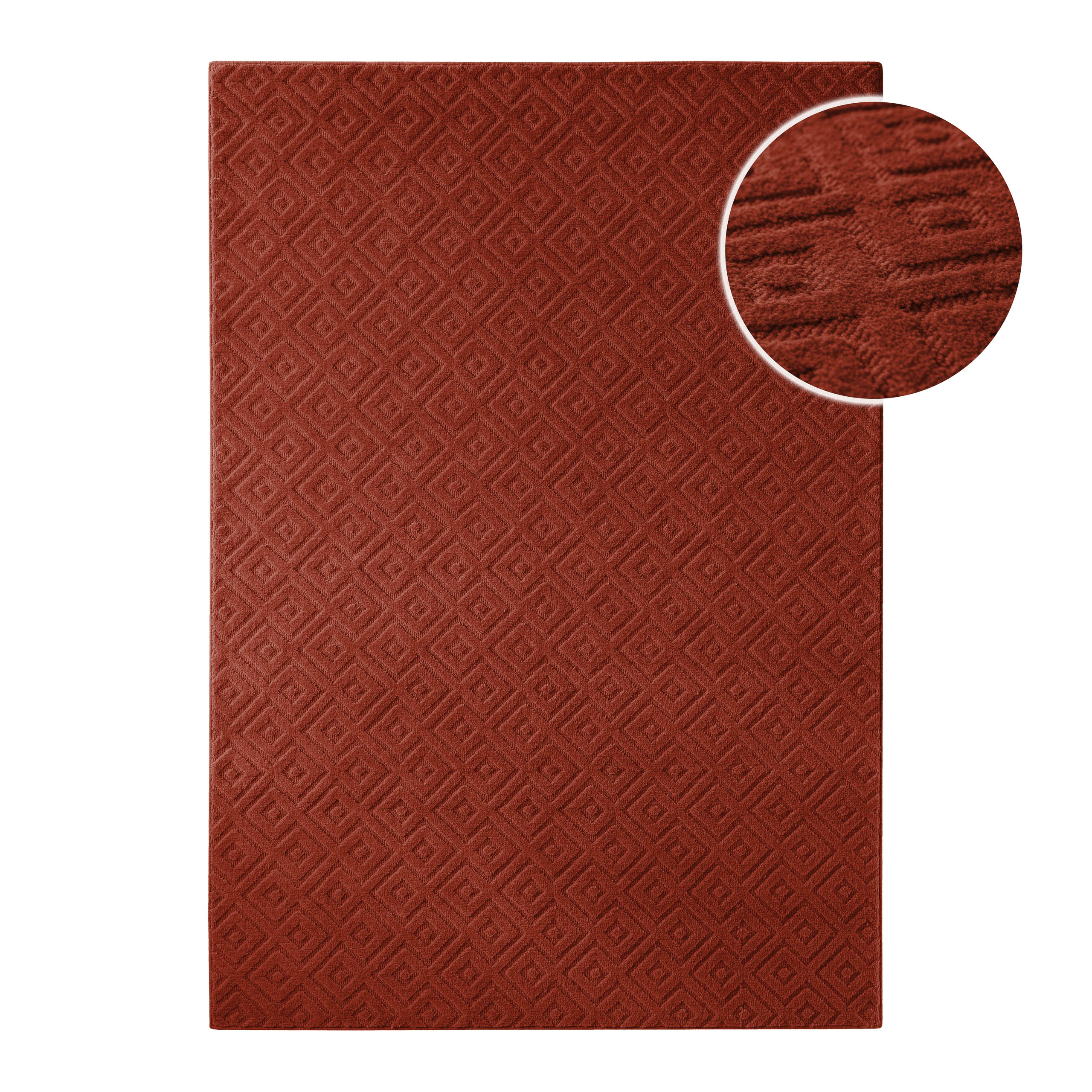 weconhome-kurzflor-teppich-castello-two-schurwolle-kaminrot-handgewebt image 1