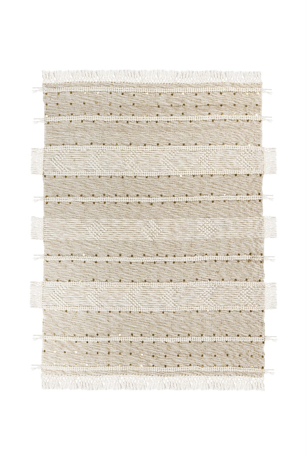 kayoom-decke-bohist-425-creme-khaki-kuscheldecke-aus-wolle-im-boho-stil-mit-fran image 1