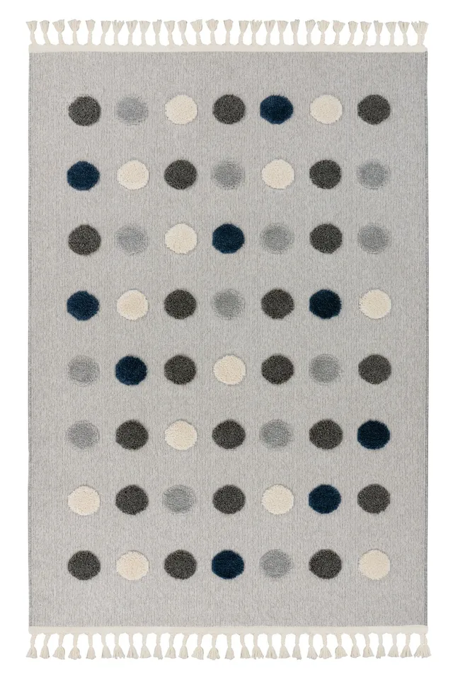 kayoom-modena-419-moderner-kurzflorteppich-mit-gepunktetem-design-in-grau-maschi image 1