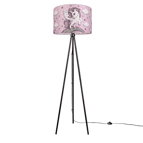 paco-home-kinder-stehlampe-einhorn-dreibeinig-schwarz-schirm-pink-45-5-cm image 6