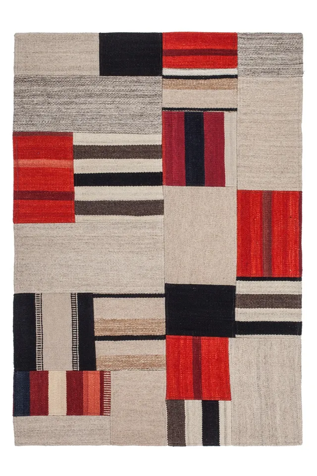 kayoom-radical-240-handgefertigter-naturteppich-im-patchwork-design-aus-wolle-un image 1