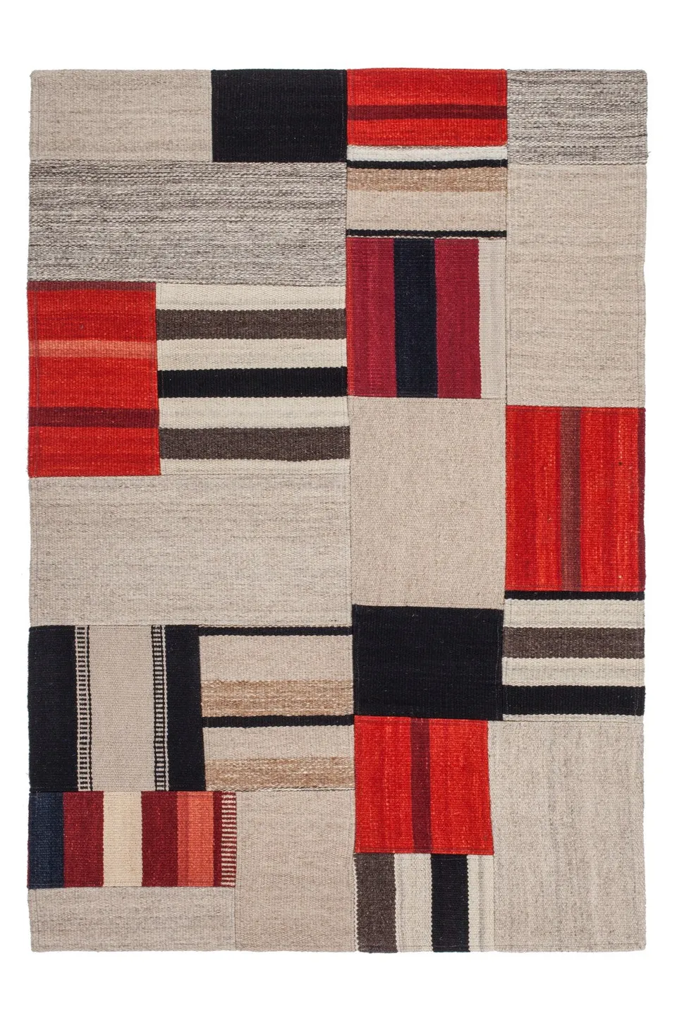 kayoom-radical-240-handgefertigter-naturteppich-im-patchwork-design-aus-wolle-un image 1