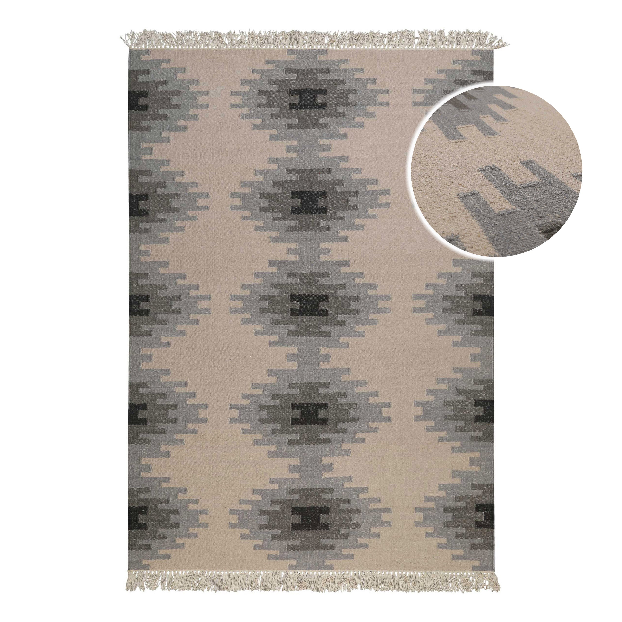 green-looop-belle-kelim-teppich-beige-grau-wolle-handgewebt image 2