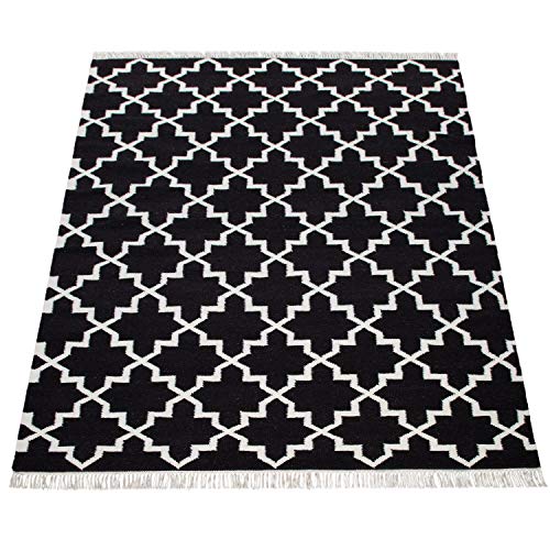 paco-home-marokkanischer-teppich-handgewebt-wolle-schwarz-wei-140x200-cm image 8