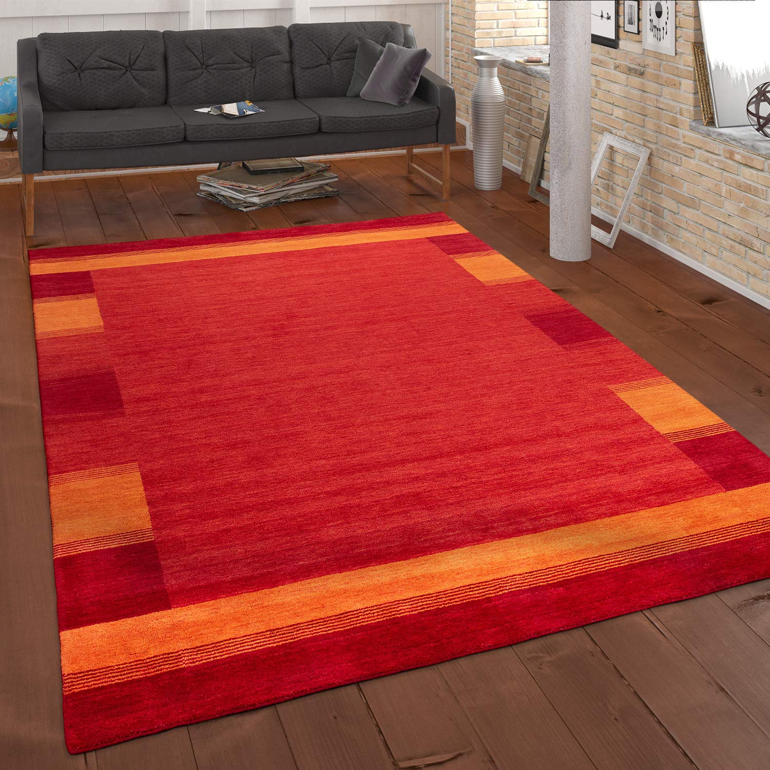 paco-home-teppich-kurzflor-gabbeh-ethno-geometrisch-80x150-cm-rot image 6