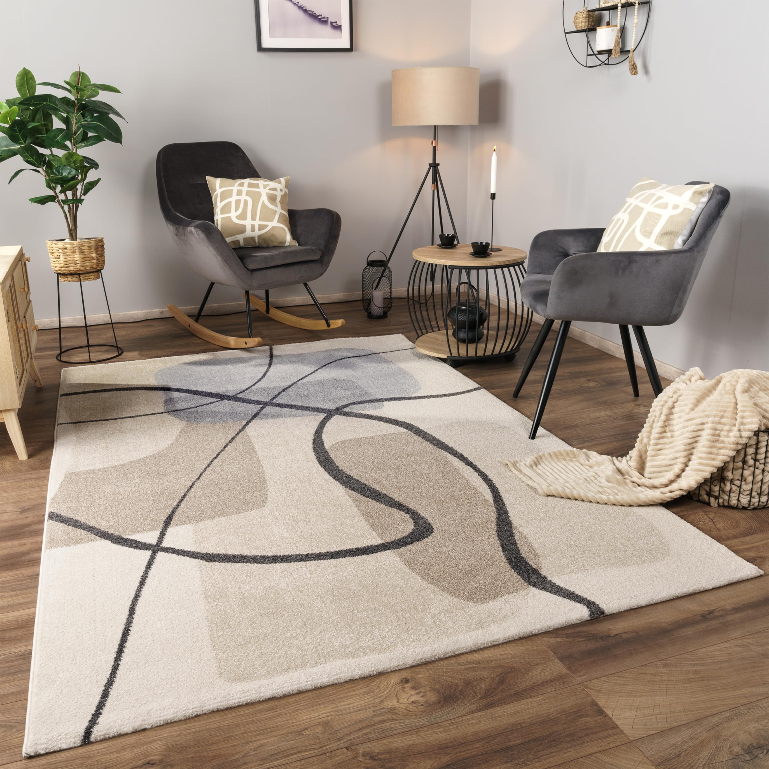 paco-home-kurzflor-teppich-geometrisch-3d-creme-240x340-cm image 1