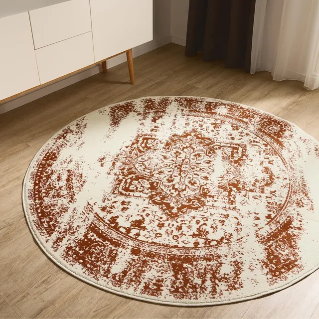 benuta-basic-teppich-suki-creme-orange-120-cm-rund-vintage-orient image 1