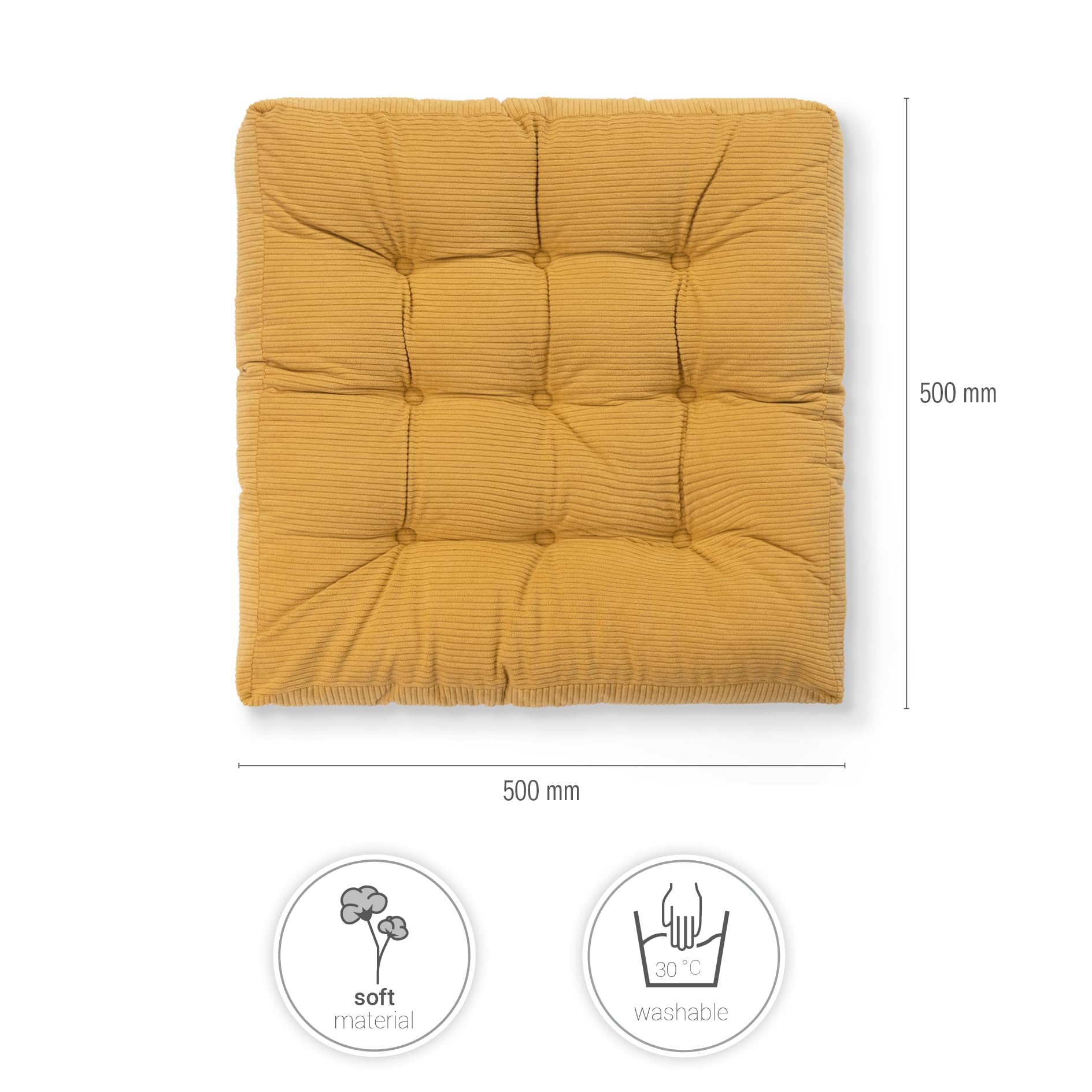 paco-home-bodenkissen-uni-ocker-sitzkissen-rund-50x50x8-cm image 3