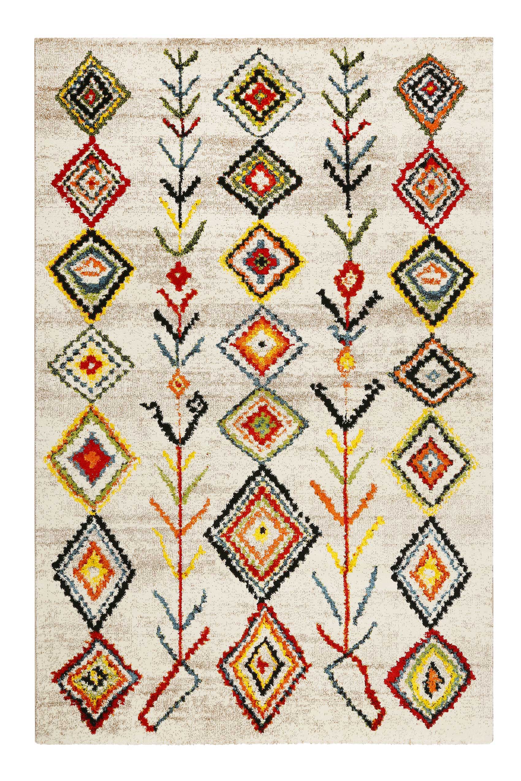 weconhome-medina-colorful-marrakesh-kurzflor-teppich-beige-bunt image 1