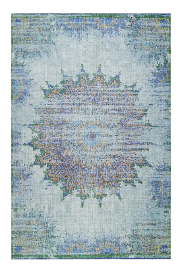 weconhome-teppich-rooftop-t-rkis-vintage-kurzflorteppich-eckig image 1