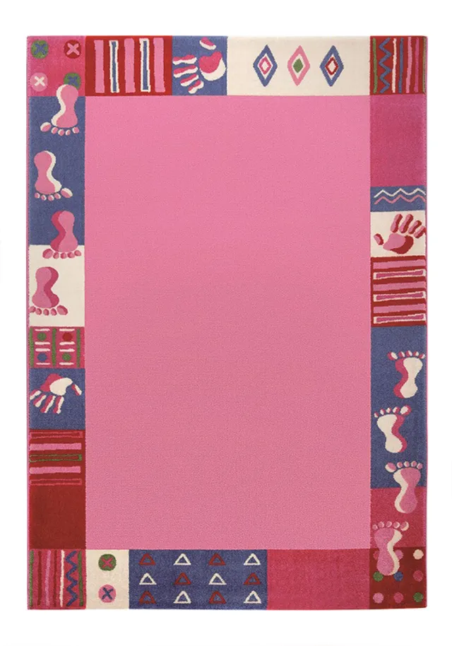 weconhome-hand-feet-kinderteppich-rosa-pink-patchwork image 1