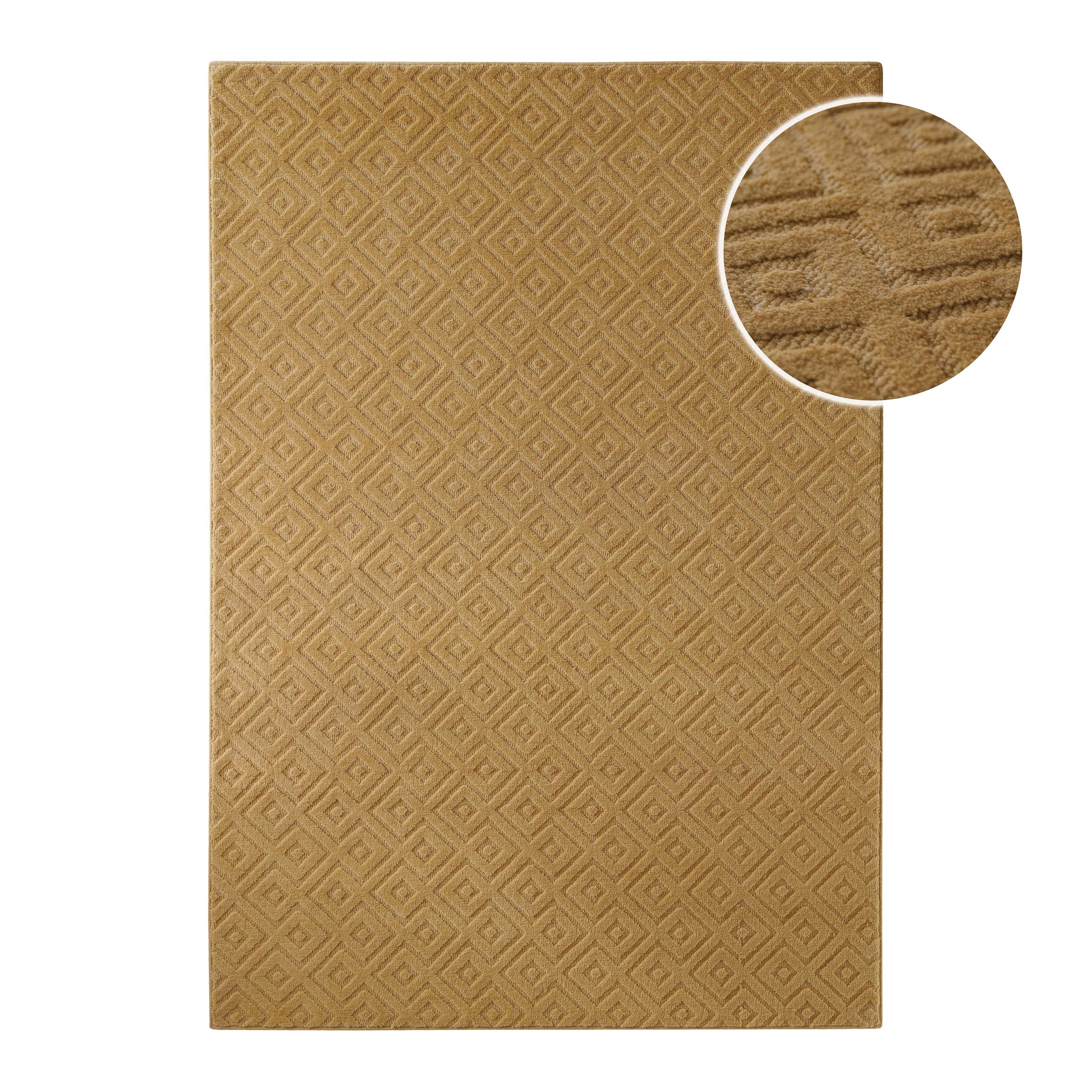 weconhome-kurzflor-teppich-castello-two-karamell-schurwolle image 1