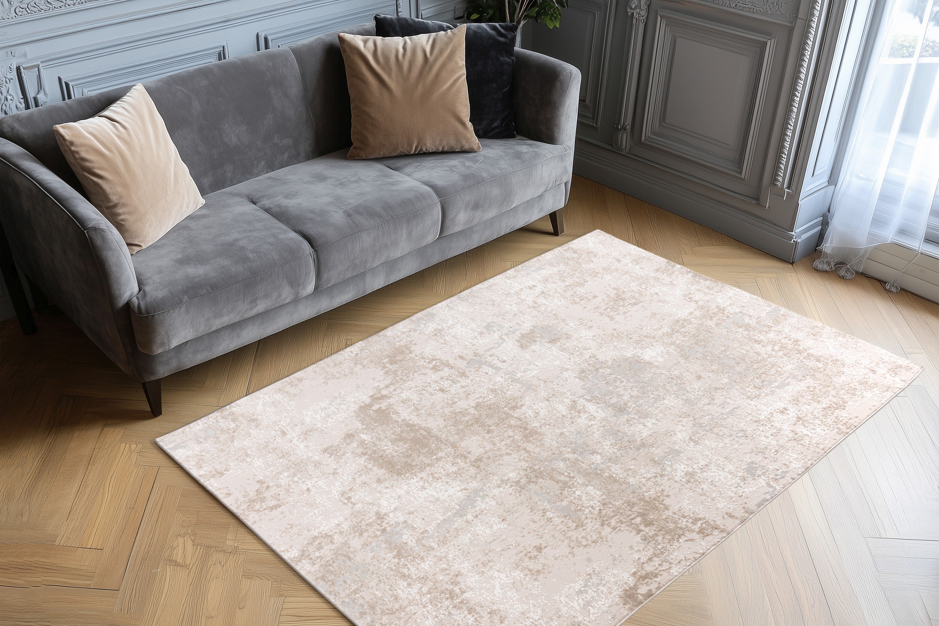 kayoom-cohesion-125-kurzflorteppich-11-mm-florh-he-2000-g-m-polypropylen-beige image 3