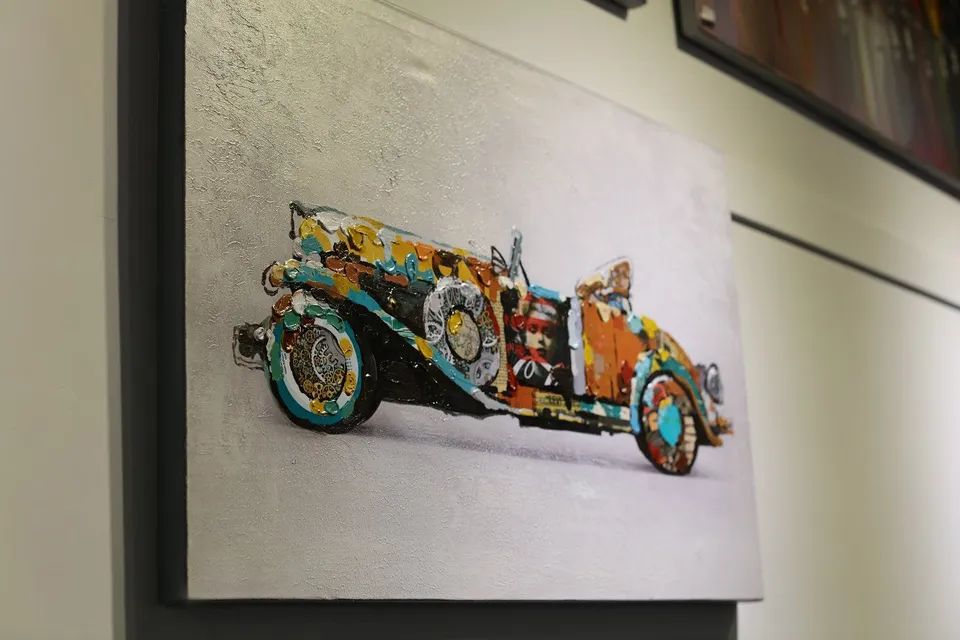 kayoom-l-wandbild-used-car-handgemaltes-unikat-60-x-90-cm-oldtimer-motiv image 1