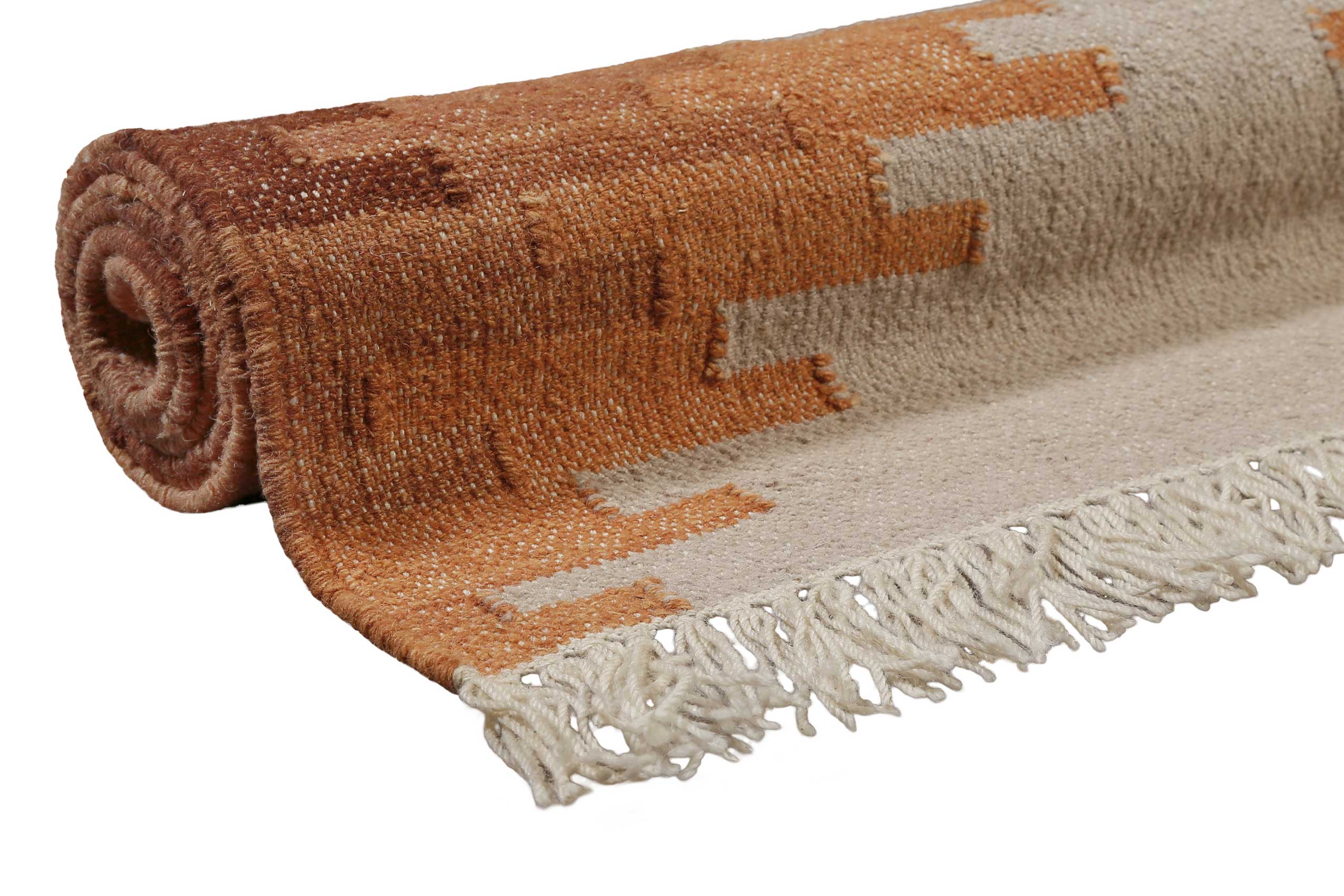 green-looop-kelim-teppich-belle-beige-terracotta-aus-wolle image 8