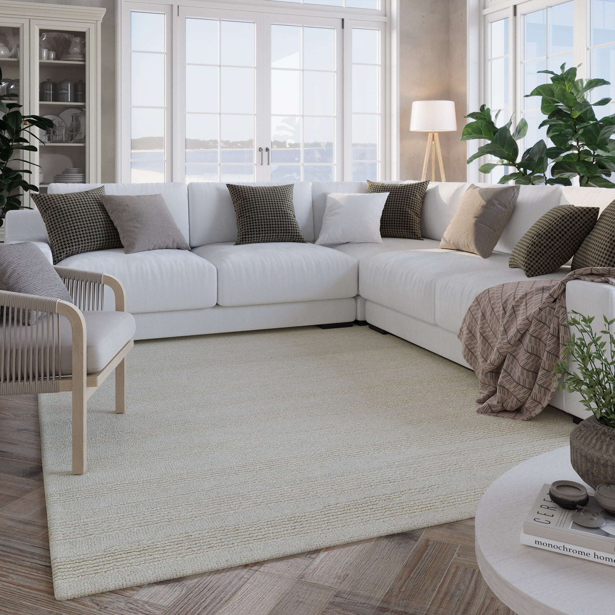 hamptons-by-weconhome-twentyseven-kurzflor-teppich-creme-wei-streifen-handgetuft image 2
