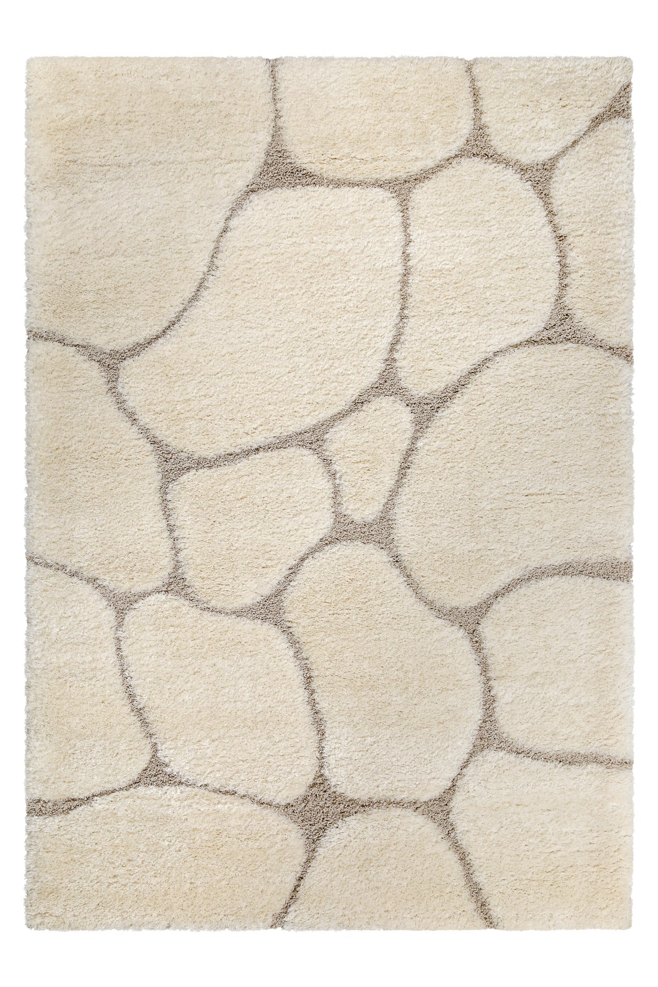 weconhome-stoney-hochflor-teppich-creme-beige-133-x-190-cm image 1