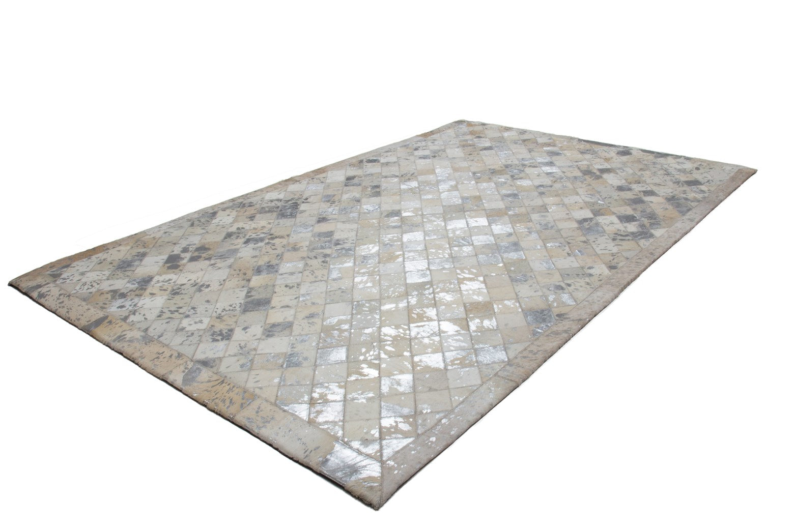 kayoom-lavish-210-lederteppich-patchwork-karo-design-handgefertigtes-unikat-aus- image 7