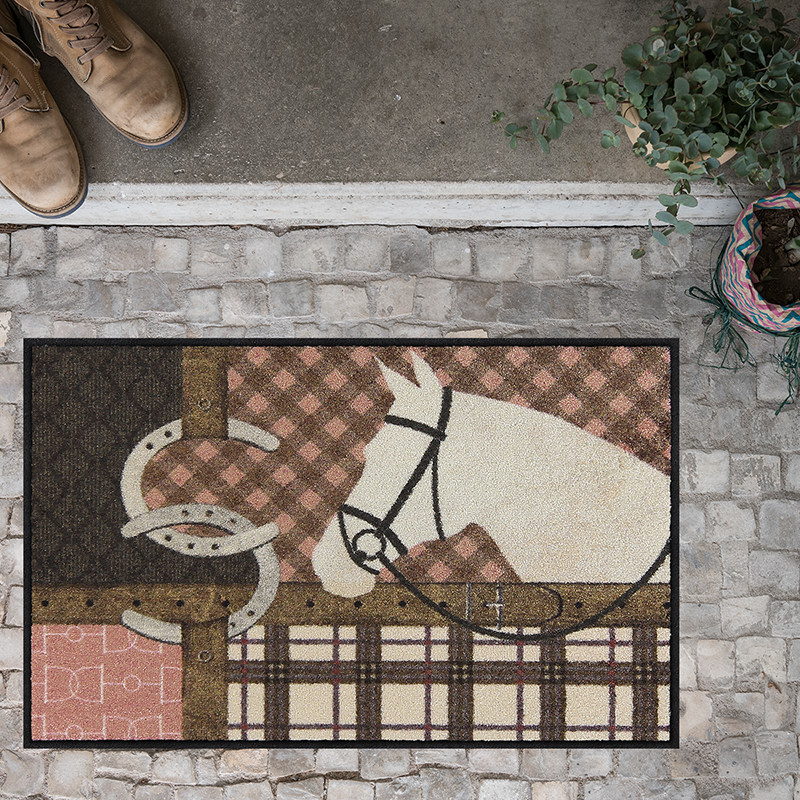 salonloewe-royal-stable-eingangsmatte-50-x-75-cm-pferdemotiv-beige-rosa image 2